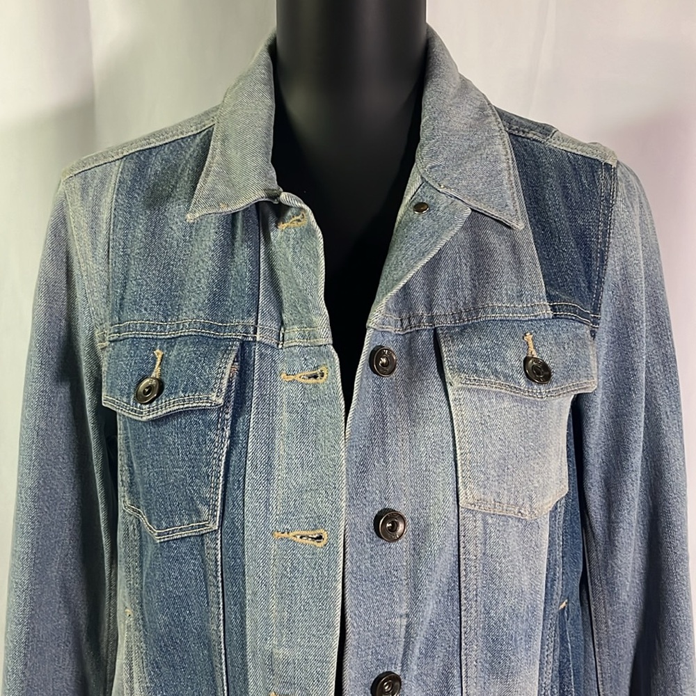 Paige Patchwork Denim Button Front Trucker Jacket - image 4